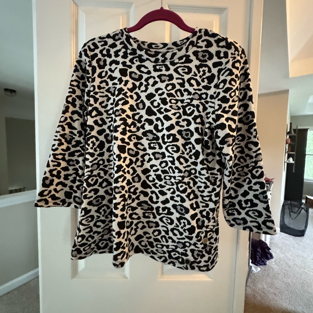 Marc New York Black and White Animal Print Top